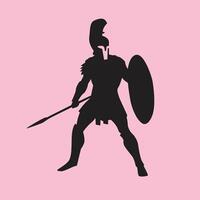 spartan silhouette with javelin art vector