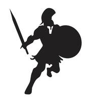 gladiator spartan warrior silhouette with sword shield vector