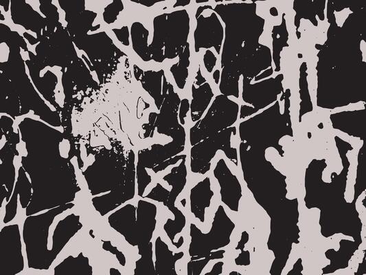 Abstract organic ink splatter pattern with a light grey silhouette on a black background isolated on transparent background