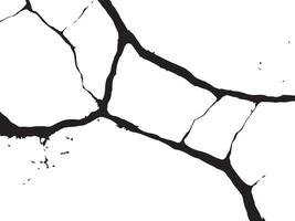 Abstract black ink cracks and fissures pattern silhouette isolated on transparent background vector