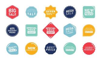Set of Sale badges. Sale quality tags and labels. Shopping badges. Special offer, sale, discount, shop, black friday illustration. vector
