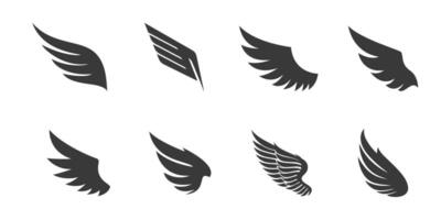 Set of black wings icons. Wings badges collection illustration. vector