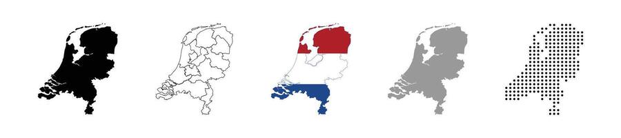Netherlands map illustration. High detailed outline, silhouette and administrative divisions map of Netherlands. vector