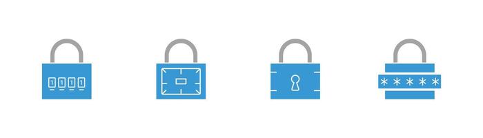 Lock icon collection. Flat security symbol illustration. vector