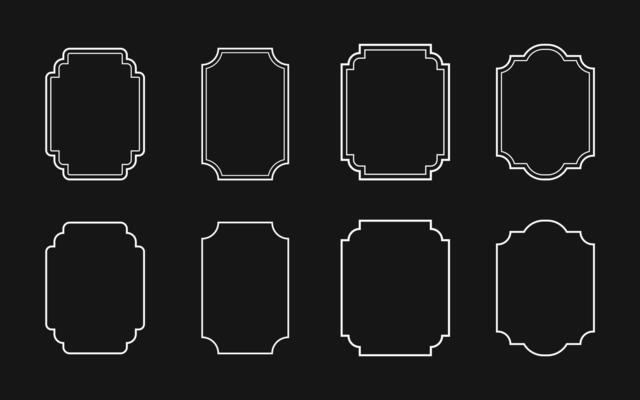 Set of decorative vintage frames. Monochrome frame set illustration.