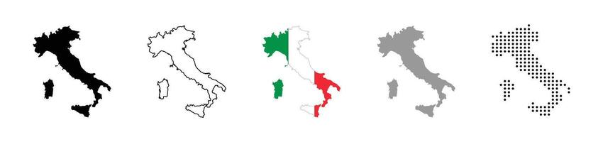 Map of Italy in different styles illustration vector