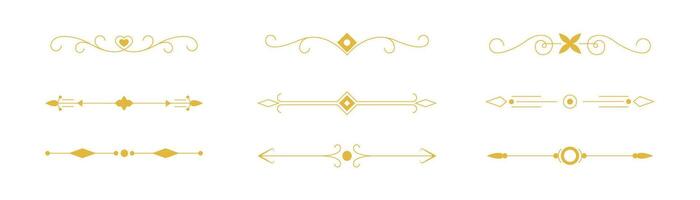 Border line, divider set, decorative floral ornamental elements design, swirl patterns vintage set graphic illustrations. vector