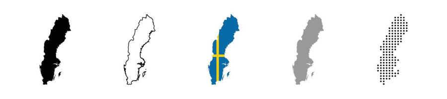 Maps of Sweden with regions and flag map isolated on white background vector