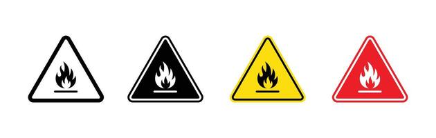Caution Symbol Indicating Flammable Material with Flame Icon illustration vector