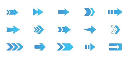 Arrow icon. Arrow collection. Set of blue arrows. Modern simple arrows illustration. vector
