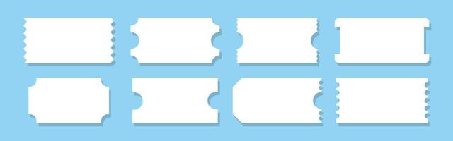 Set of blank white ticket stubs in minimalist style vector