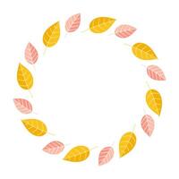 Autumn leaves watercolor wreath composition vector