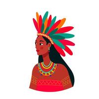 Amazon woman portrait with traditional elements vector