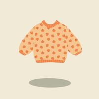 Minimalist autumn sweater with orange pumpkin pattern illustration fall theme vector