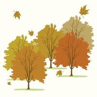 Set of silver Autumn maple tree illustration fall season theme vector