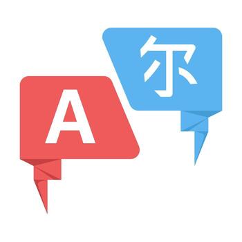 Translator icon, translator app. Language translation in various styles. Multilingual online translator. Language communication. Foreign language dictionary sign. Flat design illustration. vector