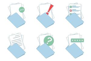 Document icon set. Document and file icon. Collection of signs. Paper, folder, document. illustration. icons are editable. vector