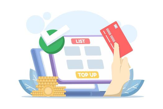 móvil pago y digital billetera concepto. en línea pago transacción sistema. recarga fondos. recarga o añadir a cuenta equilibrar utilizando un aplicación plano diseño ilustración. vector