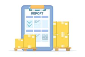 Inventory report with yellow packages vector