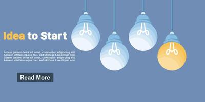 Creative ideas and brainstorming concepts. Light bulbs. Creative Business Ideas, Startup Solutions. illustrations for landing pages, banners, or ads. Flat illustrations on a background. vector