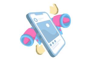 Digital marketing concepts, social media marketing, online advertising campaigns and promotions in mobile apps, social media advertising content, business marketing strategies, and business analysis. vector
