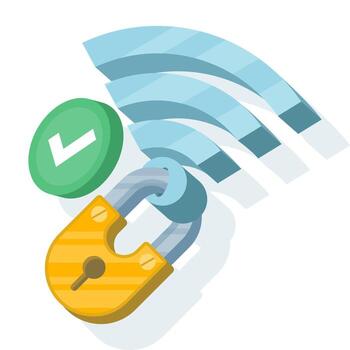 The concept of internet connection security on wireless networks, network security, and data protection. WiFi encryption. WiFi passwords. Network protection for internet access. vector