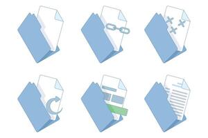 Document icon set. Document and file icon. Collection of signs. Paper, folder, document. Flat illustration. icons are editable. vector
