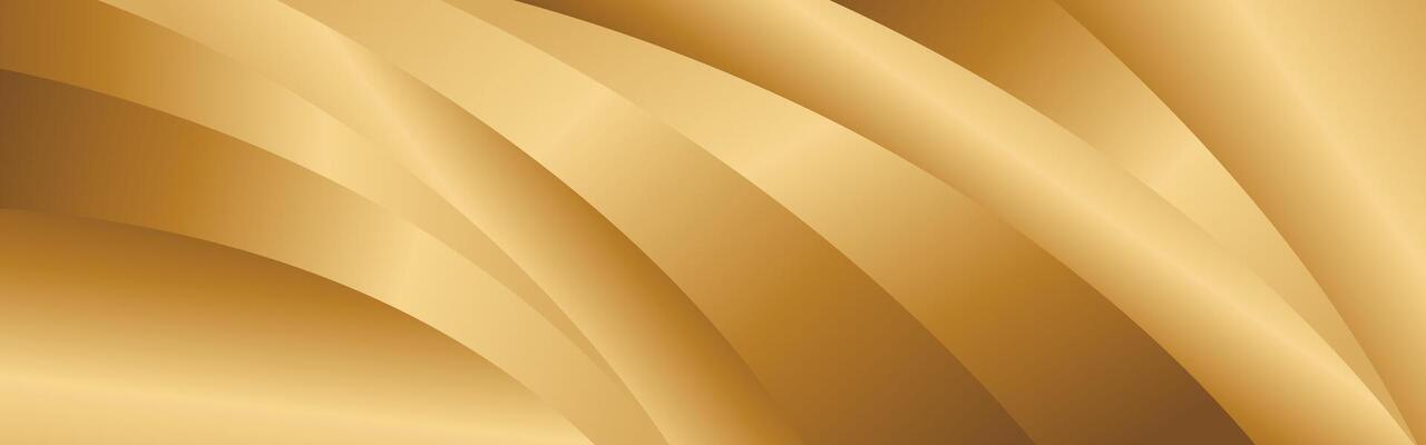 Abstract gold metallic background with smooth curves. Elegant luxury banner design