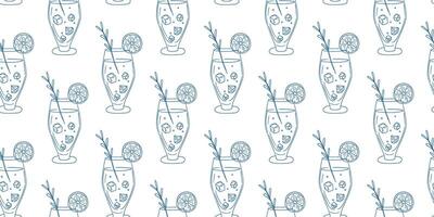 Stylish cocktail pattern featuring refreshing drinks with citrus and herbs on a clean background vector