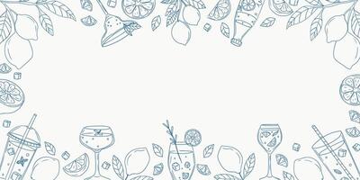 Creative design featuring refreshing summer drinks and fruits arranged in a decorative pattern for seasonal celebration vector