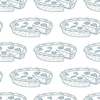 Design featuring multiple pie illustrations with citrus slices on a light background suitable for kitchen decor vector