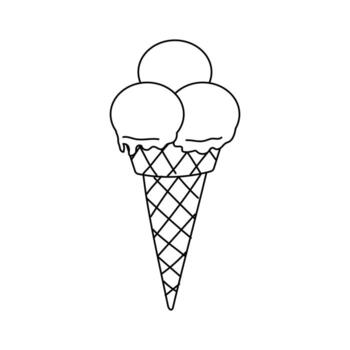 Enjoying a delicious ice cream cone with three scoops on a sunny day vector