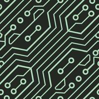 Circuit maze background, green lines on black, tech schematic style vector