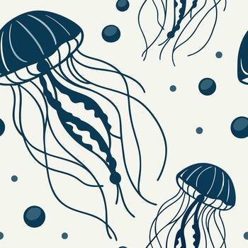 Jellyfish-inspired circular radial pattern in teal and indigo, floating layout vector