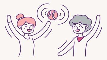 Two persons of asian race with an average age of 25 playing with a ball in a white background vector