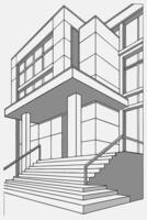 Modern abstract architecture pattern, geometric blocks and stairs in grayscale vector