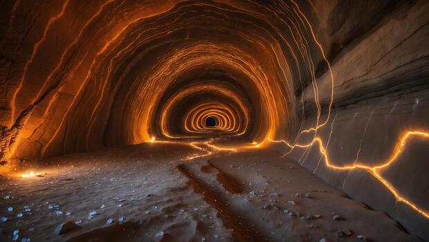 Exploring Glowing Tunnel Creating a Sense of Mystery and Wonder photo