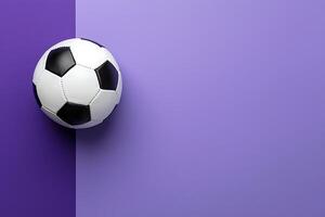 Soccer Ball on a Two-Tone Purple Background Perfect for Sports, Game, and Branding Designs. photo