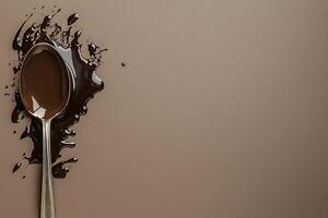 Melted Chocolate on a Spoon A Culinary Abstract Image. photo
