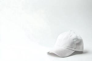 Blank White Baseball Cap Mockup Perfect for Branding and Design. photo