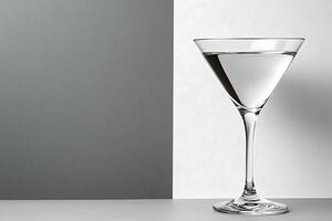Martini Glass on Gray and White Background Clean Minimalist Still Life. photo