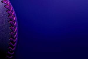 Close-up of a Purple Leather Baseball with Copy Space. A striking image perfect for sports, gaming, or design projects. photo