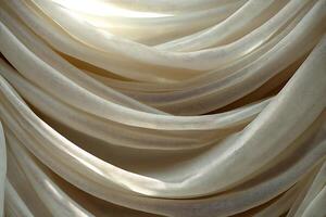 Elegant Draped Fabric Soft Beige Textile Texture with Light and Shadow. photo