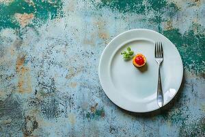 Single Serving Appetizer on Rustic Background Culinary Minimalism. photo