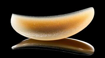 A Close Look at a Textured Gel Slice on a Reflective Surface. photo