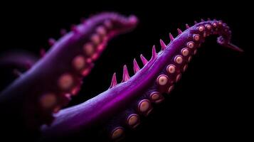 Abstract Underwater View of Purple Octopus Tentacles with Sucker Detail. photo
