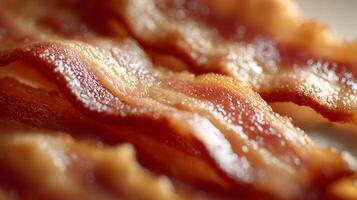Macro View of Delicious Crispy Cooked Bacon Strips. photo