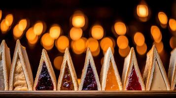 Delicious Triangle Sandwiches with Jams and Spreads Enjoyed with Soft Lights. photo