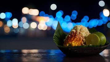 Delicious corn on the cob with lime and spices, perfect for any occasion. photo