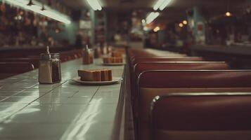 Vintage Diner Booths and Toasted Bread Ready for a Meal. photo
